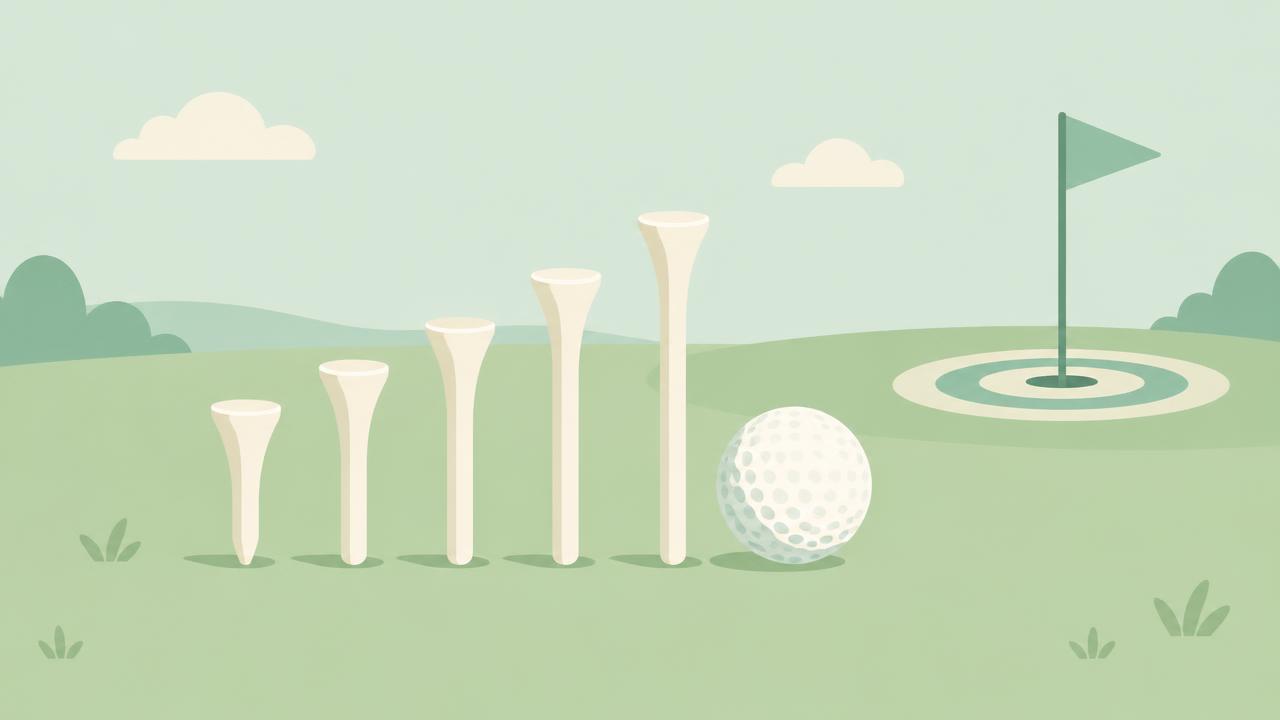 Golf tees rising like a bar chart toward a flag